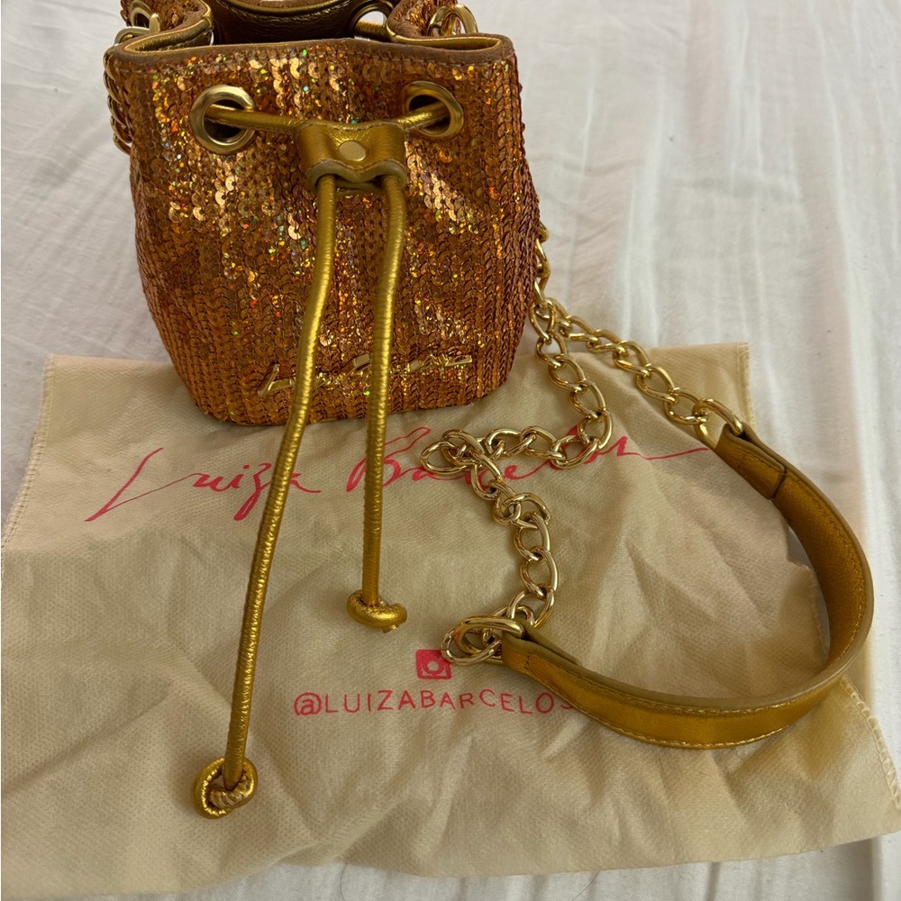 Gold Sequin Women's Crossbody Mini Leather Bag #065